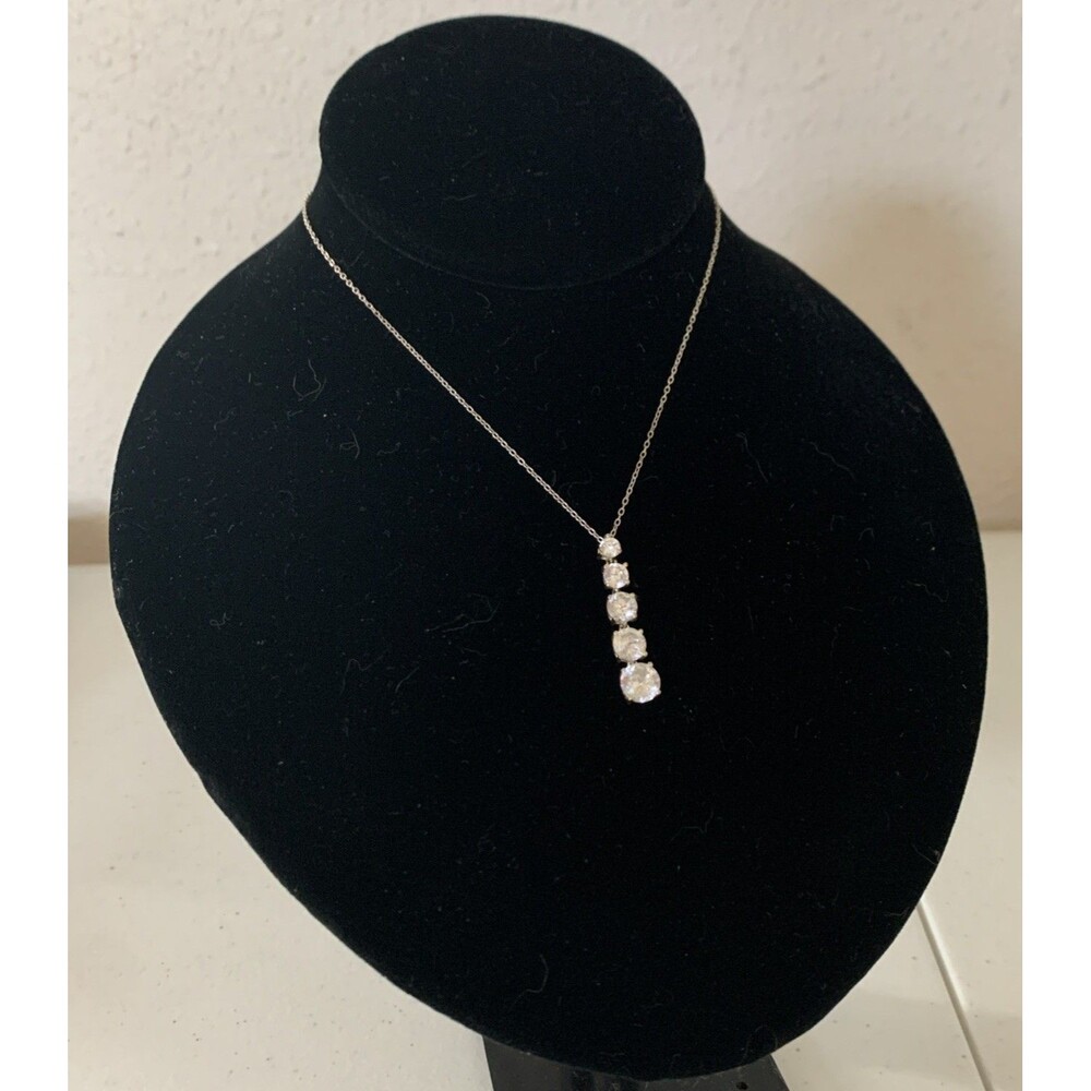 Sterling Silver CZ Journey Necklace 18”